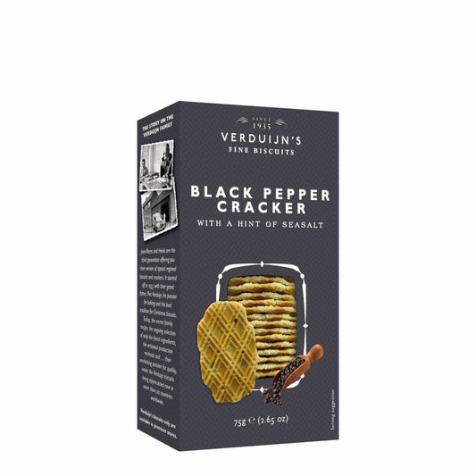 Verduijn's Black Pepper Cracker packaging on a white background