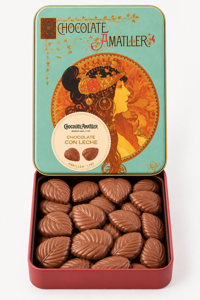 Amatller Milk Chocolate Leaves Tin 60g